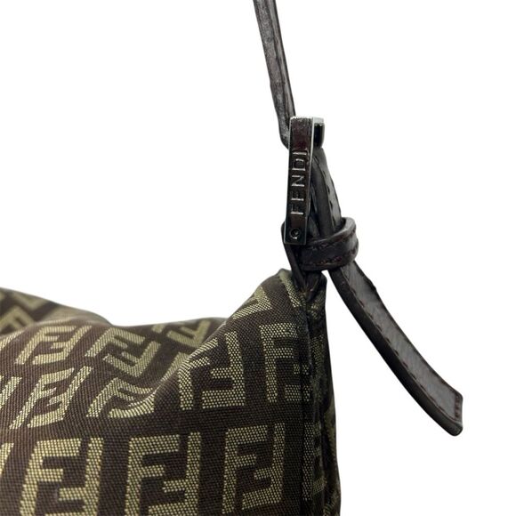 Fendi Mamma Baguette Zucchino FF Monogram Canvas Brown Shoulder Bag Hobo - Picture 4 of 10